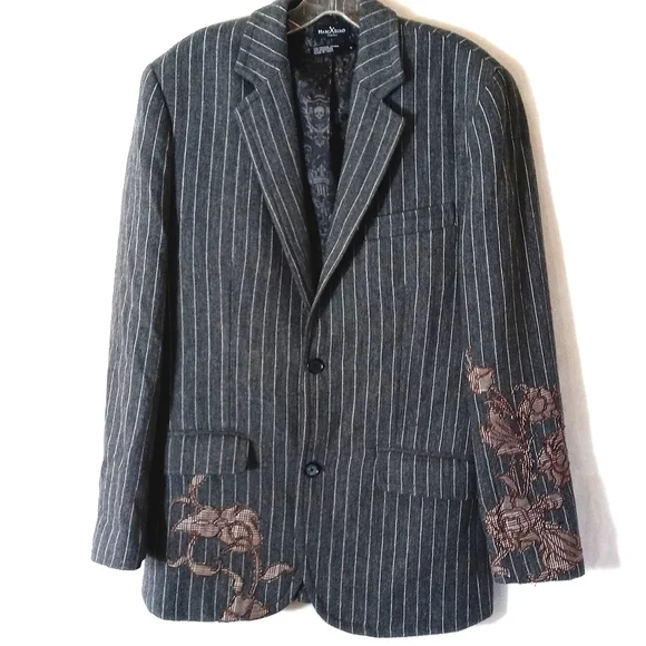 Marc Ecko Suits Blazers Marc Ecko Pinstripe Rose Skull Gray